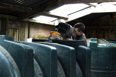 The laborious task of decanting fuel into the Monastery tanks
